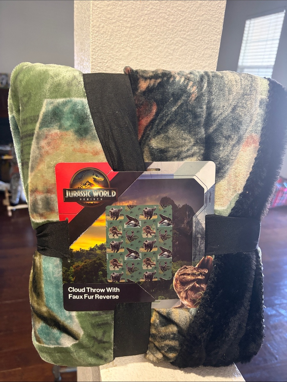 Kids Green & Black Faux Fur Cloud Throw